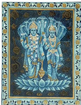 Divine Union: Vishnu and Lakshmi on Sheshnag